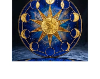 Motif de vitrail Luna Decagon, 2 versions avec options (PDF et PNG)