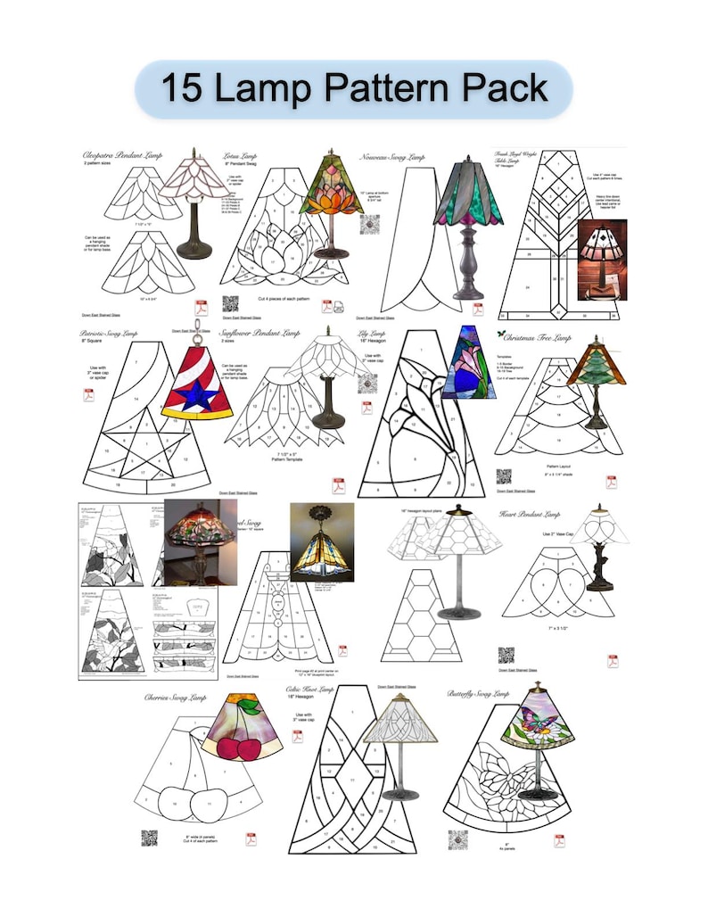 15 Lamp Stained Glass Pattern Pack - Etsy