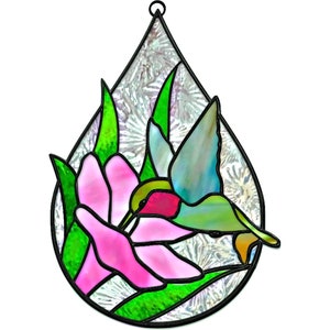 Hummingbird Teardrop Stained Glass Pattern image 3