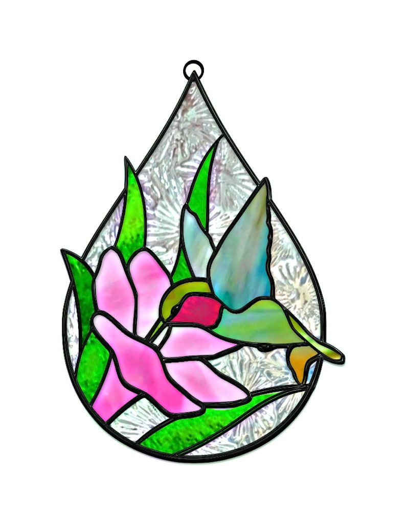 Hummingbird Teardrop Stained Glass Pattern image 3