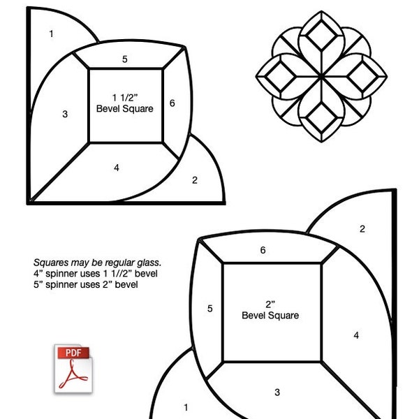 Traditional Bevel Square Stained Glass Spinner Pattern PDF