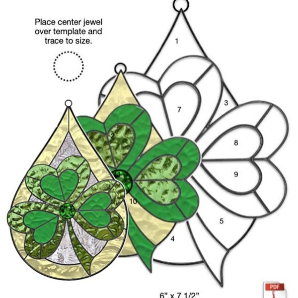 Motif de vitrail en forme de goutte de trèfle