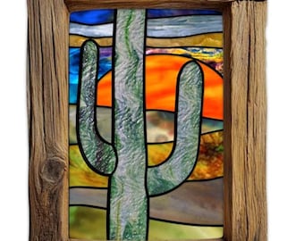 Patrón de vidriera Cactus Sunset ~ Descarga en PDF