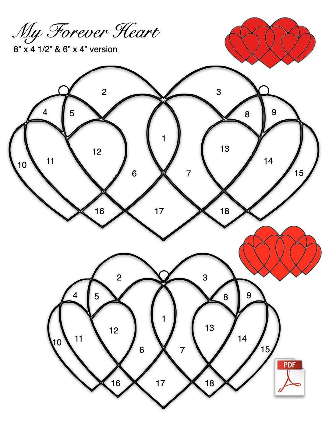 Forever Heart Valentine Stained Glass Pattern PDF - Etsy