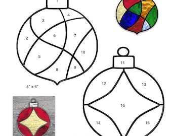 Adornos navideños 3 patrones de vidrieras PDF
