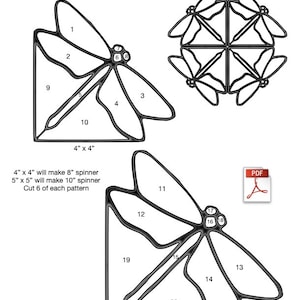 Dragonfly Spinner Stained Glass Pattern PDF
