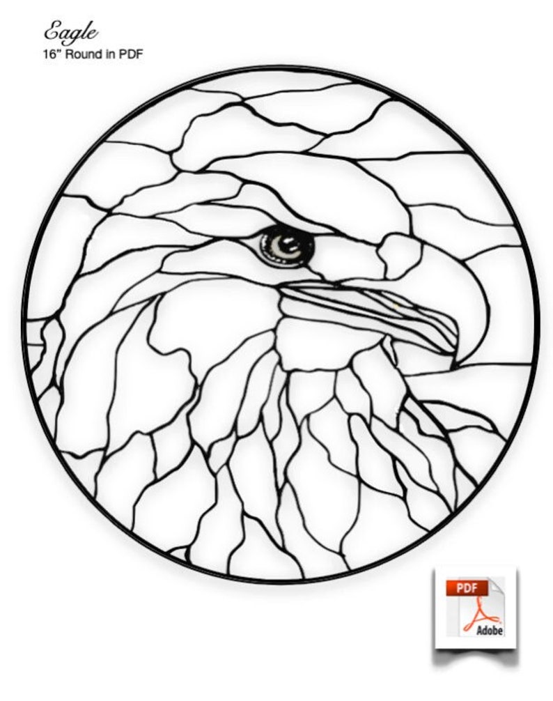 Eagle 16 & 24 Round Stained Glass Pattern in PDF - Etsy
