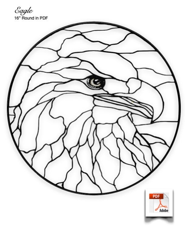 Eagle 16 & 24 Round Stained Glass Pattern in PDF - Etsy eagle-16-24-round-stained-glass-pattern-in-pdf-etsy