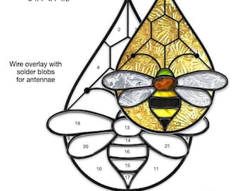 Bee Teardrop Stained Glass Pattern