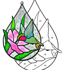 Hummingbird Teardrop Stained Glass Pattern