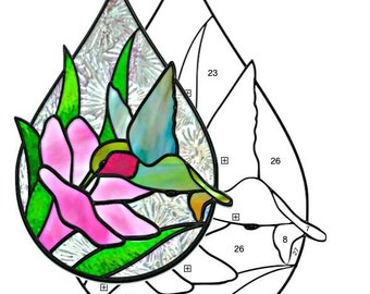 Hummingbird Teardrop Stained Glass Pattern