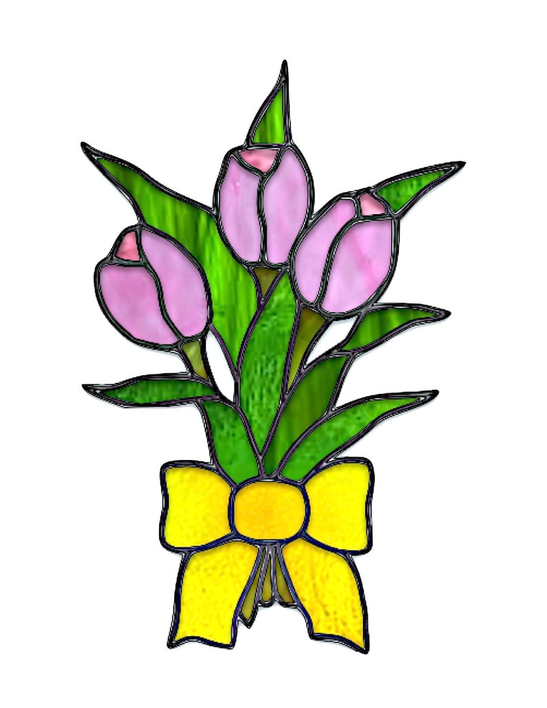 Tulip Bouquet Stained Glass Pattern image 3