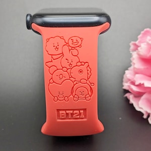 BT21 inspired Engraved Watch Band compatible with Apple Watch, Personalized Laser engraved iWatch band, Custom Apple Watch Strap