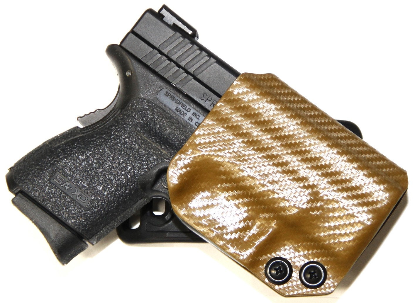 REVKEL Custom Kydex OWB Cross Draw Holster - Compatible With S&W Pistols, Black Carbon Fiber