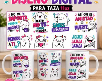 Diseño Digital para Taza 11oz Flork Amistad PNG | Funny Spanish Mug Sublimation Design | No Transparent Background | Instant Download