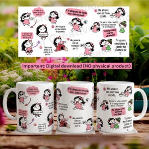 Lustige Freundschaftstasse (325 ml) | Süße Tasse für die beste Freundin | Tasse mit spanischen Freundschaftssprüchen | Geschenk für die beste Freundin | Tasse zum Freundschaftstag