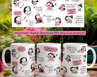 Caneca engraçada da amizade 325ml | Caneca fofa para melhor amiga | Caneca com frases de amizade em espanhol | Presente para melhor amiga | Caneca para o Dia da Amizade