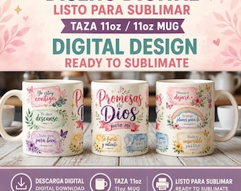 Tassenmotiv mit Gottes Verheißungen (PNG) | Digitales Design für 325-ml-Tassen (Sublimation) | Tassenmotiv mit christlichem Bibelvers zum Download