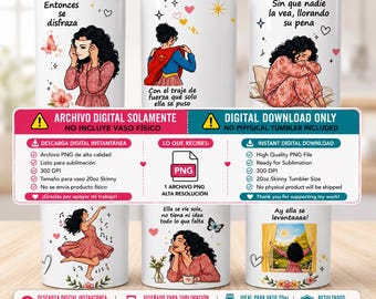 Adesivo para copo térmico "To The Girl I Was" de 591ml (20oz) | Design com citação em espanhol inspirada em Kany Garcia | Download digital