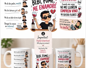 Pedro Capó La Fiesta Mug Wrap PNG | 11oz Sublimation Design | Funny Spanish Mug Design | Digital Download | Coffee & Wine Mug Wrap