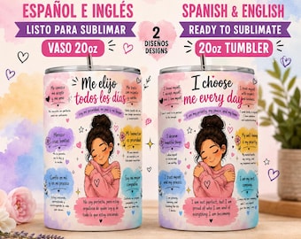Selbstliebe-Becherdesign (590 ml) | Spanisch und Englisch | 2 PNG-Dateien für Sublimation | Selbstliebe-Becherdesign (590 ml)