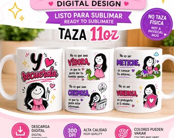 Klatsch-Tassen-Design (325 ml, PNG) | Schlange, neugierig und giftig | Tassen-Sublimationsdesign | Lustige spanische Tassenfolie | Digitaler Download