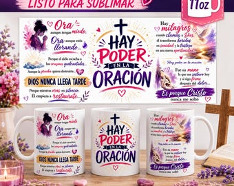 Há poder na oração PNG para caneca de 325ml | Design cristão inspirado na música | Sublimação digital | Frases de fé |