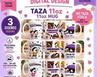 Tante-Tassen-Design (325 ml, PNG) | Tante-Tassen-Folie für Sublimation | Junge und Mädchen suchen ihre Tante | Digitales Design für Sublimation