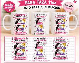 Mug Gossipy | Mon amie commère, je l'adore | Mug drôle pour meilleures amies (PNG) | Design par sublimation Flork Friends |