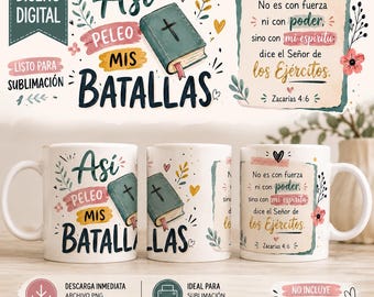 É assim que eu luto minhas batalhas | Caneca Cristã PNG | Design Digital Cristão | Sublimação em Caneca de 325ml | Download Instantâneo