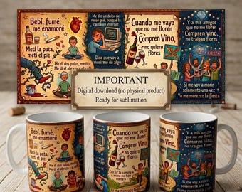Adesivo para caneca "La Fiesta" do Pedro Capó em PNG | Design divertido inspirado na música espanhola para caneca de 325ml | Design para sublimação | Download digital