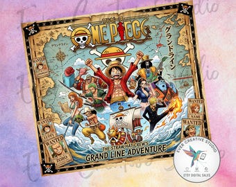 Capa para copo térmico Anime Pirate Crew 20oz | Inspirada no Chapéu de Palha | Design Grand Line Adventure | Sublimação