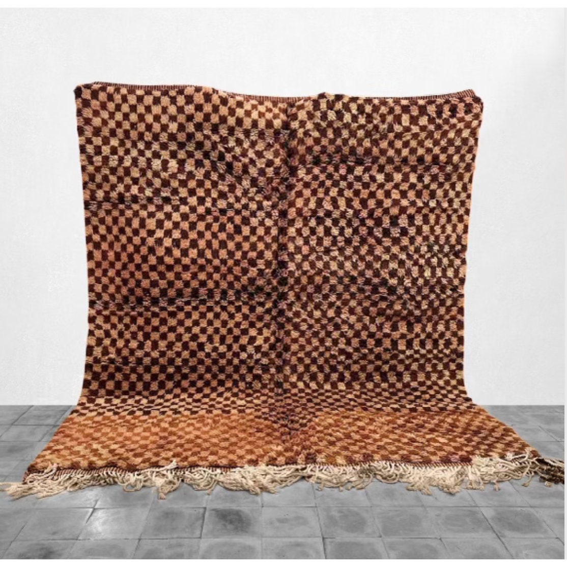 Handmade Moroccan Wool Ombre Check Rug