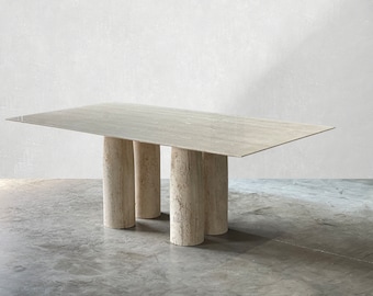 Sculptural Travertine Dining Table in the Manner of Mario Bellini by Stone International Italy