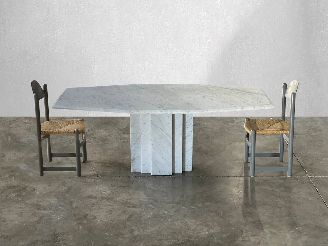 Vintage Italian Carrara Marble Dining Table Etsy