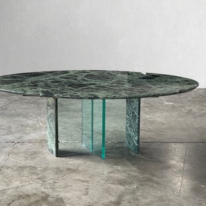 Green Marble Oval Coffee Table With Marble and Glass Base - Etsy