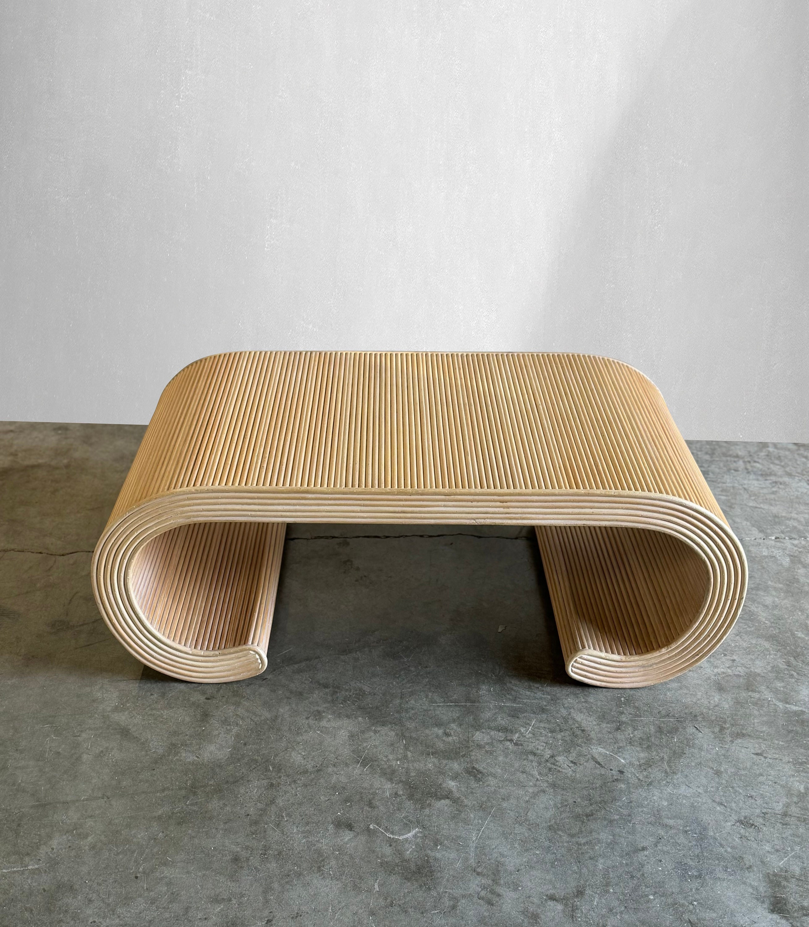 Split Reed Rattan Scroll Coffee Table, Circa 1990 - Etsy