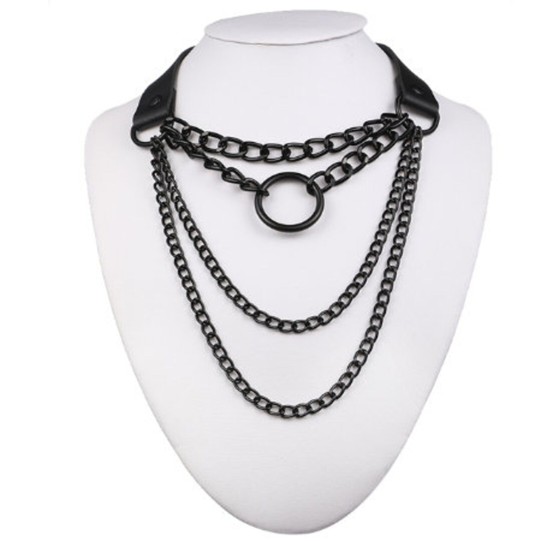 Layered Chain Necklace Punk Choker Collar Goth Necklace Etsy