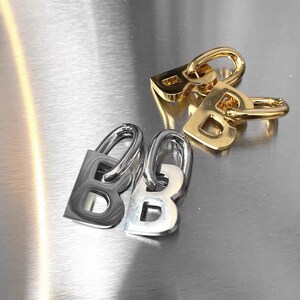 18k Gold Plated Alphabet Chunky Hoop Earrings image 8