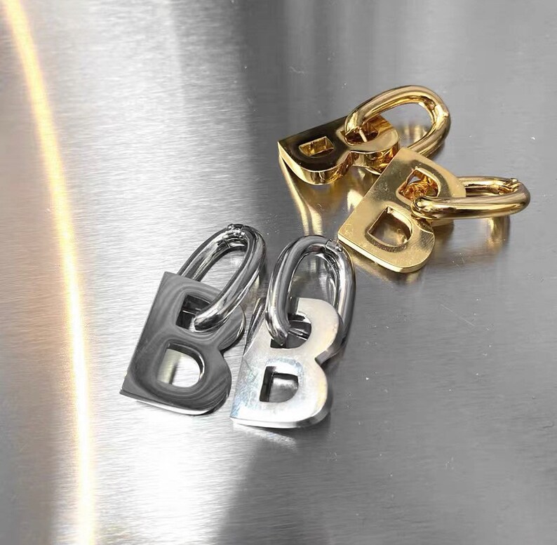 18k Gold Plated Alphabet Chunky Hoop Earrings image 8