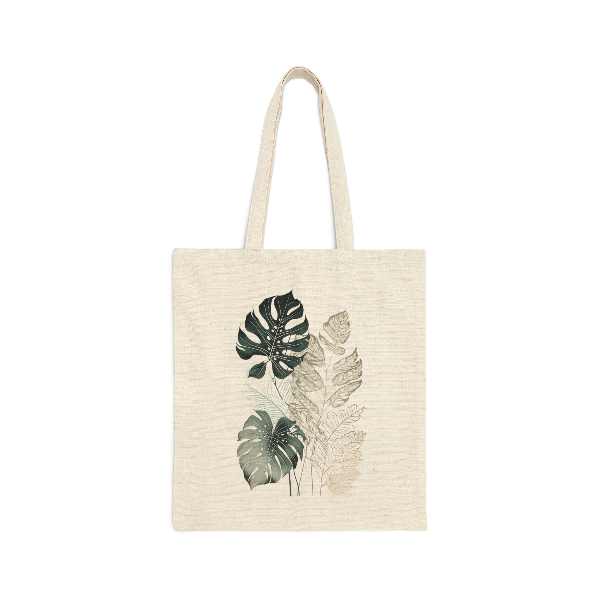 Monstera Neutral Watercolor Tote Bag Chic Faux Leather Tote Bag