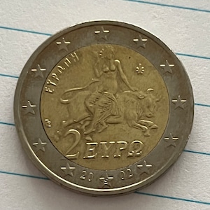 2 Euro coin 2002 Greece with &quot;s&quot; in the star