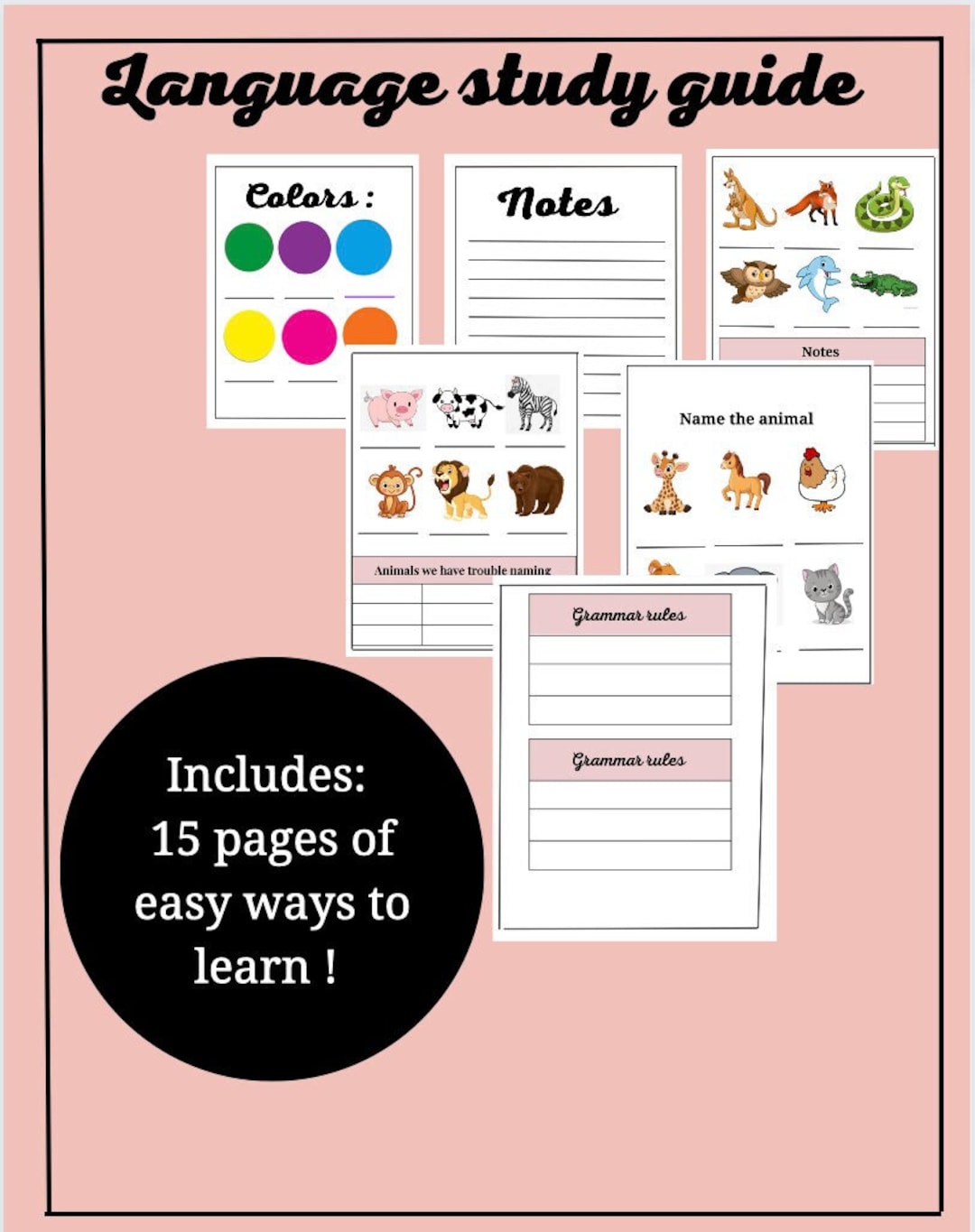 Language Guide Template for Kids - Etsy