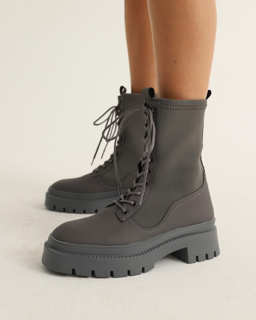 Grey lace up ankle boots on sale