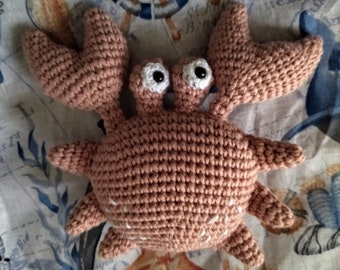 Doudou Dish Crab crocheted and cotton/minky