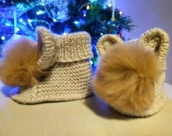 Knitted baby slippers