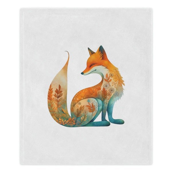 Fall Fox Hygge Cottagecore Minky Blanket Gift, Autumn Scandinavian Home Decor, Fox Lover Gifts, Baby Blanket Gift, Animal Love Decorations