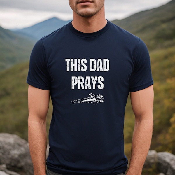 Christian Dad T-Shirt Gifts, Praying Dad Shirts, Religious Father's Day Gift, Present For Bible Lover Father, Men's Cross Tee Shirt T-Shirts