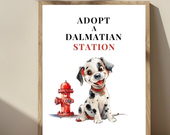 Adopt a Dalmatian Sign, Printable Party Favor Sign, Firetruck Birthday Party Decor (Printable)