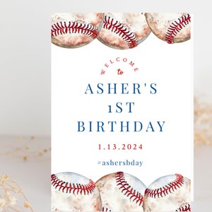 Baseball Birthday Party Welcome Sign | First Birthday Welcome Sign | Boys Birthday | Baseball Birthday Sign | Instant Download